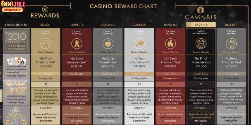 Comparison chart showing different types of casino rewards